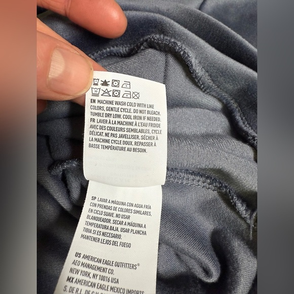 AMERICAN EAGLE OUTFITTERS Gray/blue soft velour hoodie sweatshirt size S - Picture 10 of 13